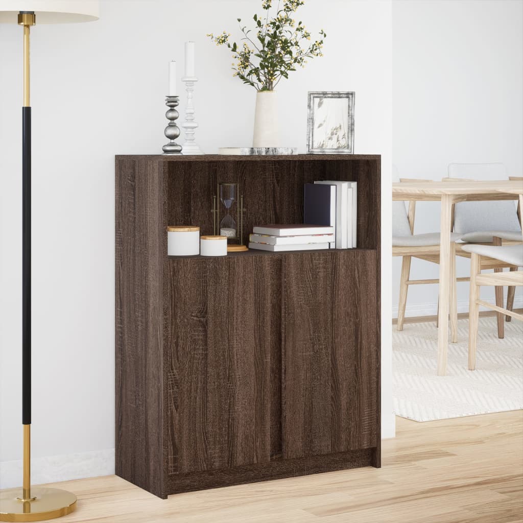 Credenza con LED Rovere Marrone 77x34x100 cm Legno Multistrato
