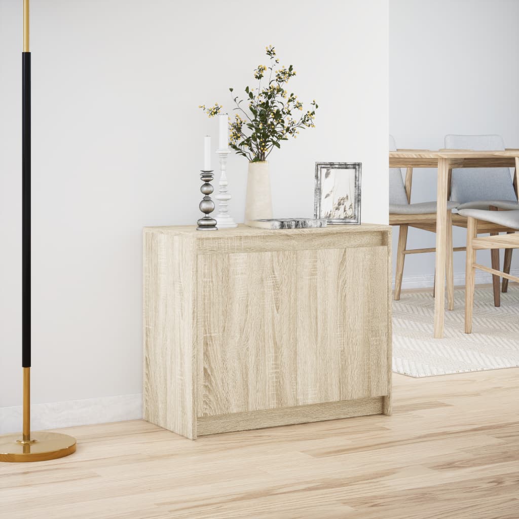 Credenza con LED Rovere Sonoma 72x34x61 cm in Legno Multistrato