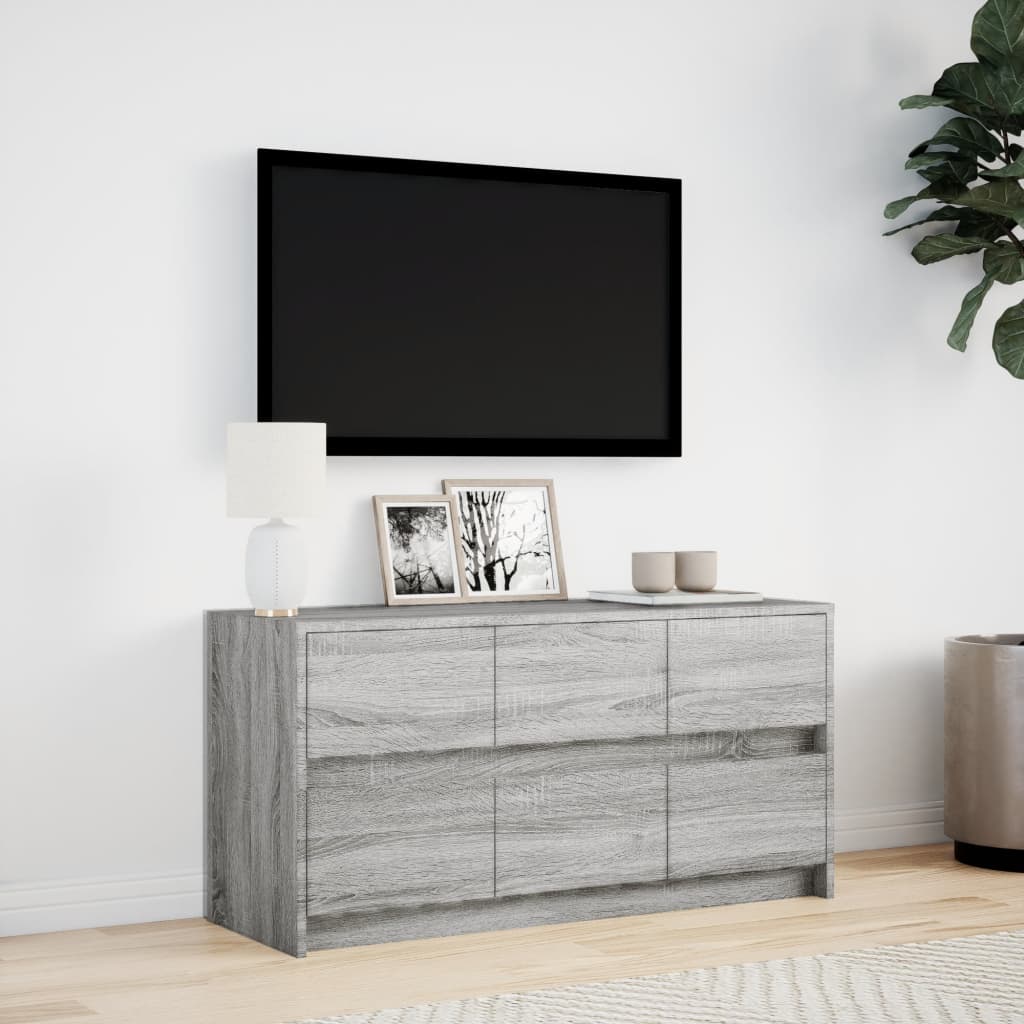Mobile Porta TV con LED Grigio Sonoma 100x34x50cm in Truciolato