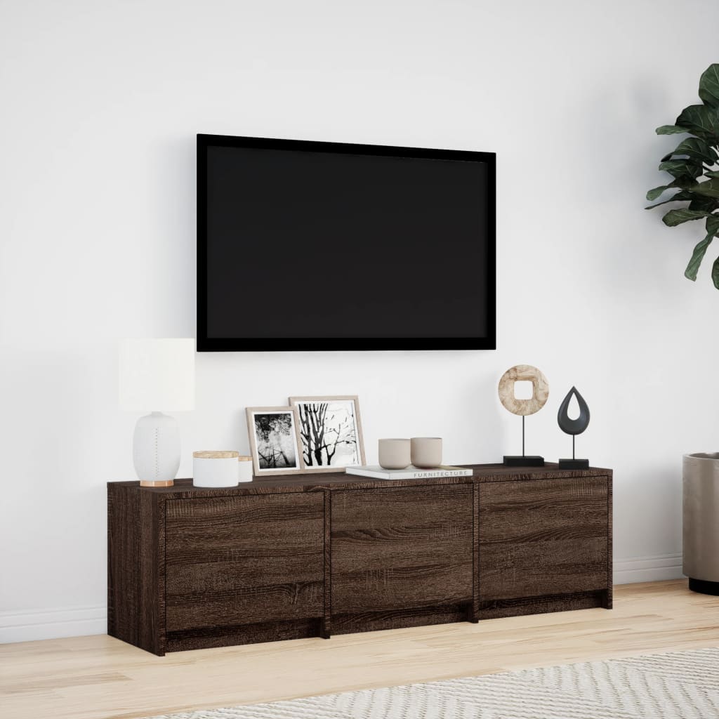 Mobile Porta TV con LED Rovere Marrone 140x34x40 cm Truciolato