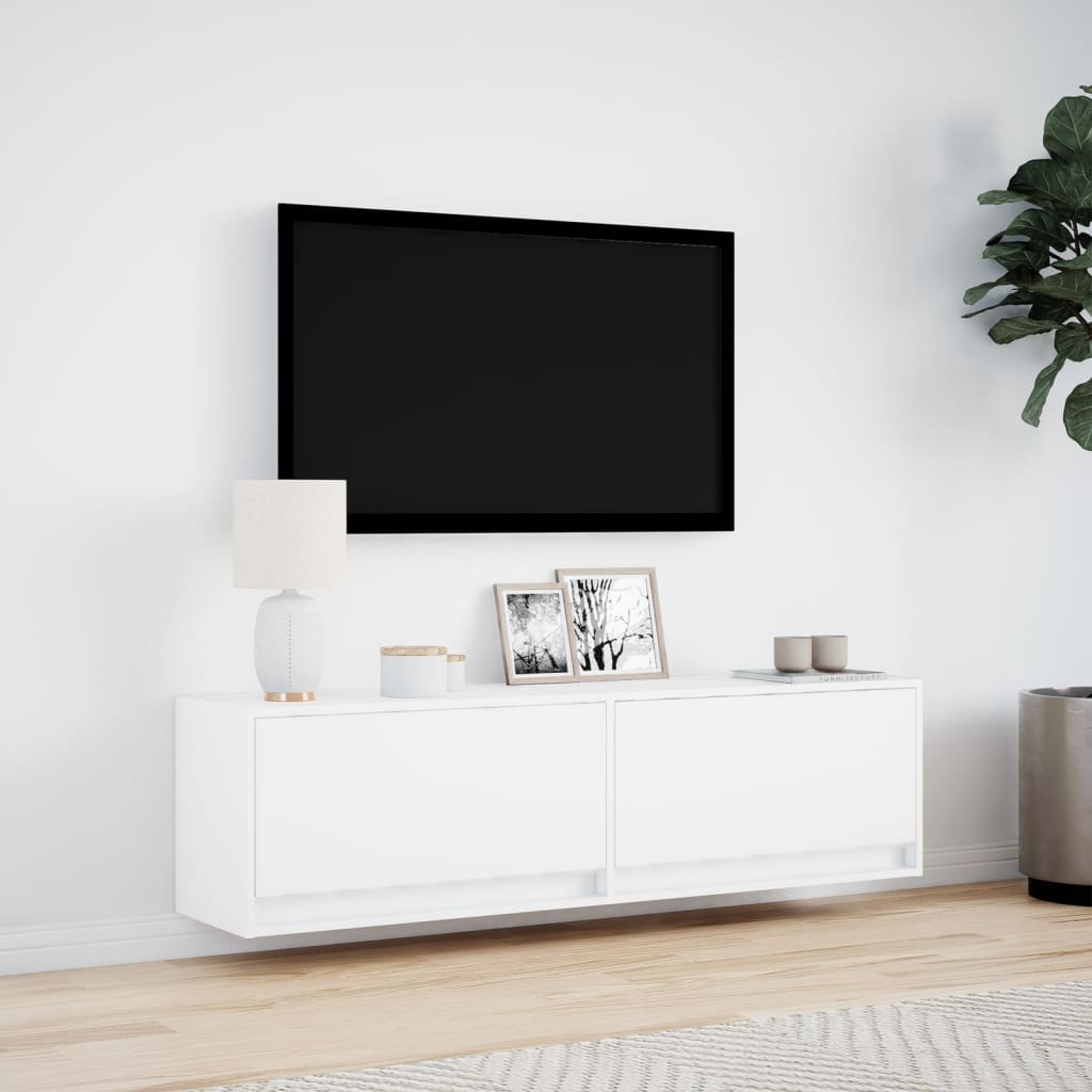 Mobile TV a Parete con Luci LED Bianco 140x31x38 cm