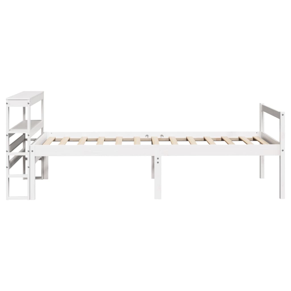 Letto Anziani con Testiera Bianco 75x190cm Legno Massello Pino