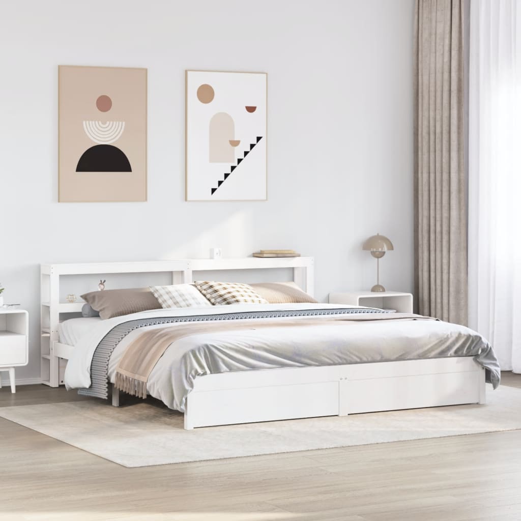 Giroletto con Testiera senza Materasso Bianco 200x200 cm