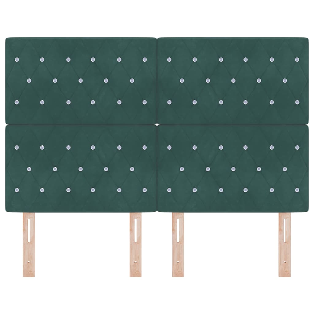 Testiera LED con testiera Verde Scuro 144 cm Poliestere