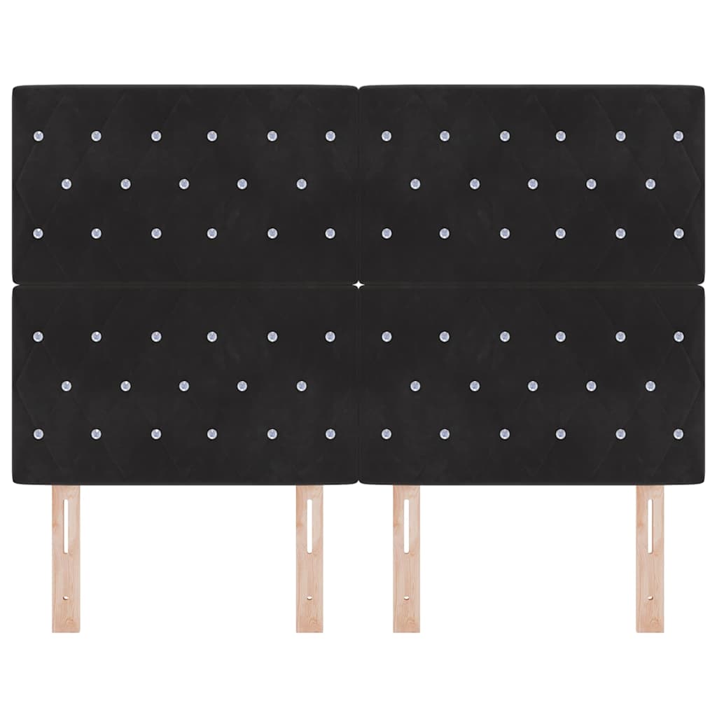 Testiera LED con strisce LED con testiera Nero 160 cm Velluto