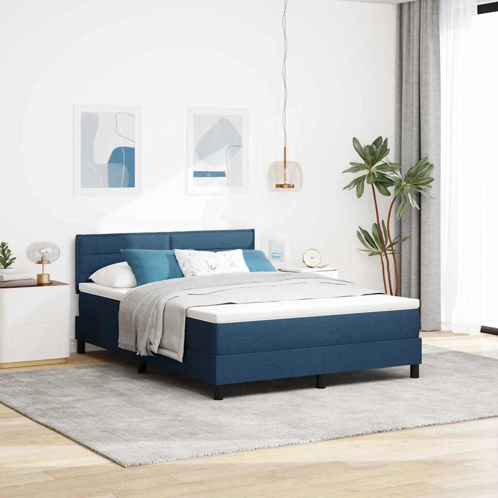 Letto a molle con materasso Blu 160 x 200 cm Tessuto
