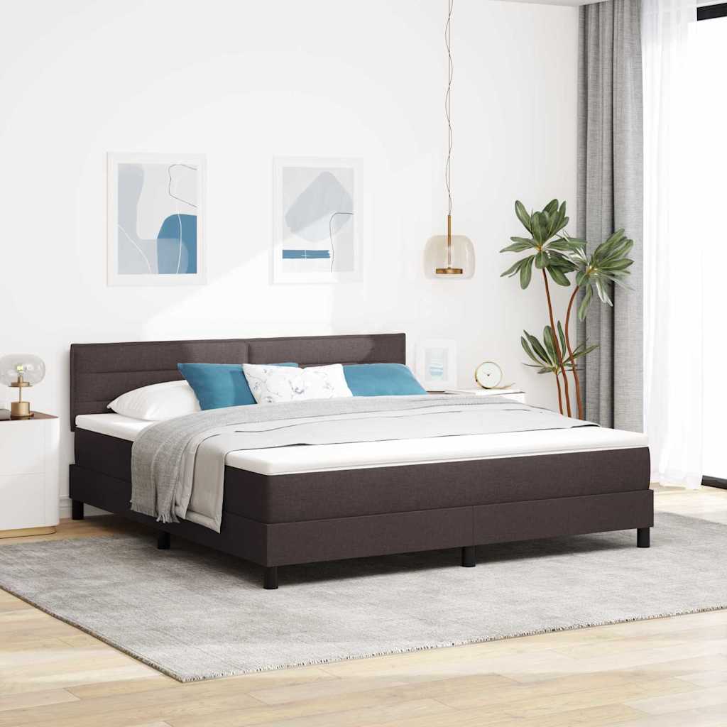Letto a molle con materasso Marrone Scuro 180 x 200 cm Tessuto