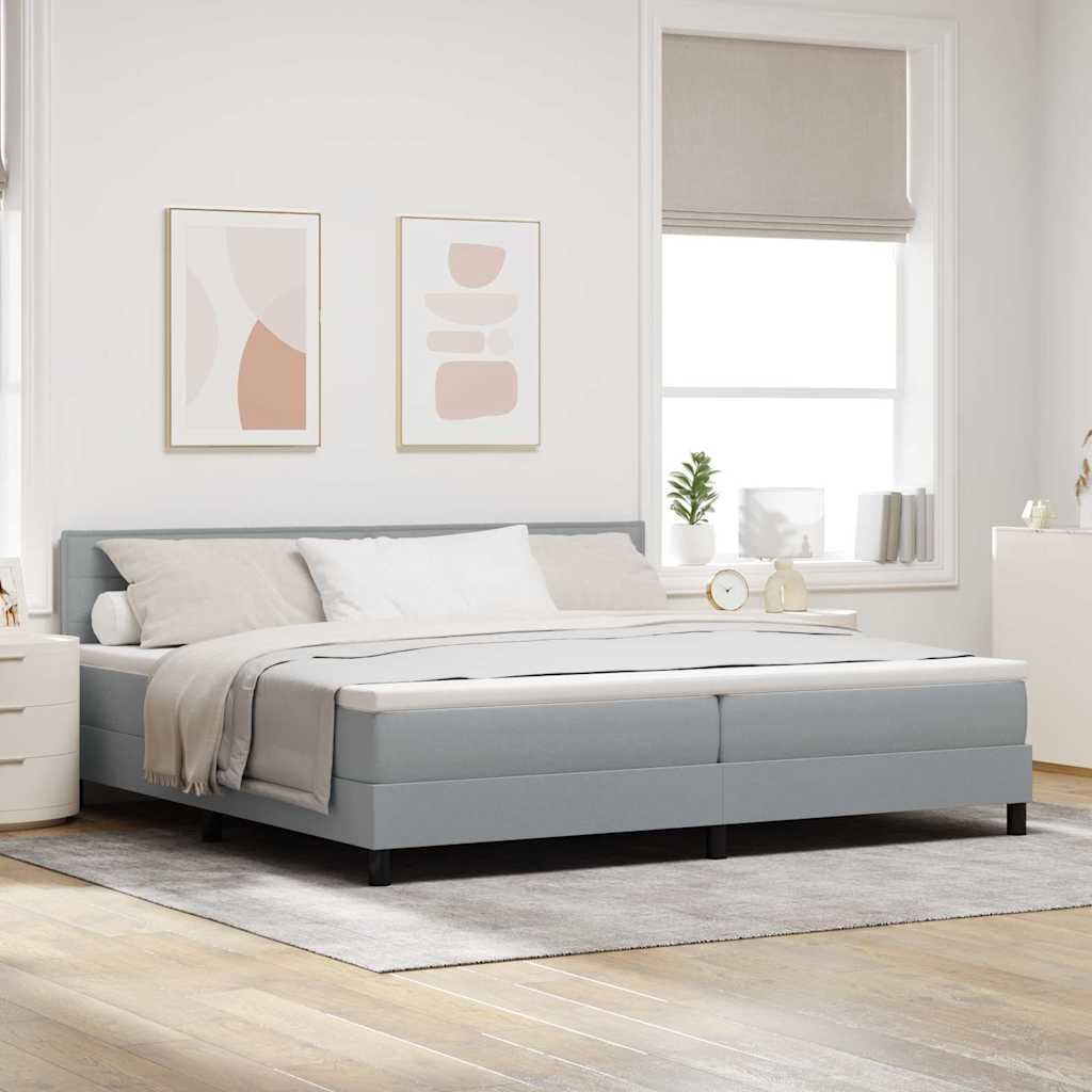 Letto a molle con materasso Grigio chiaro 200 x 200 cm Tessuto