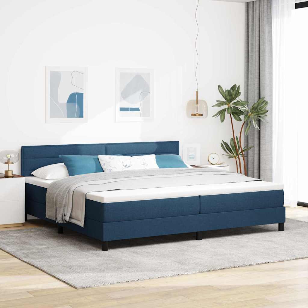 Letto a molle con materasso Blu 200 x 200 cm Tessuto