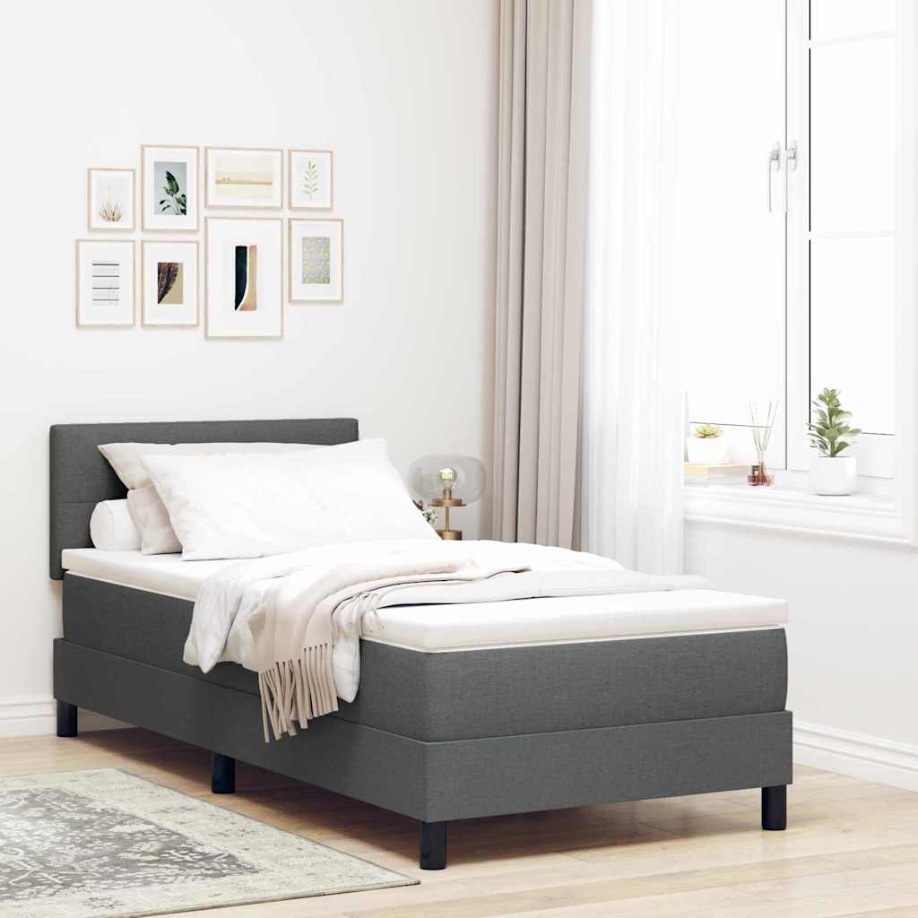 Letto a molle con materasso Grigio scuro 80 x 200 cm Tessuto