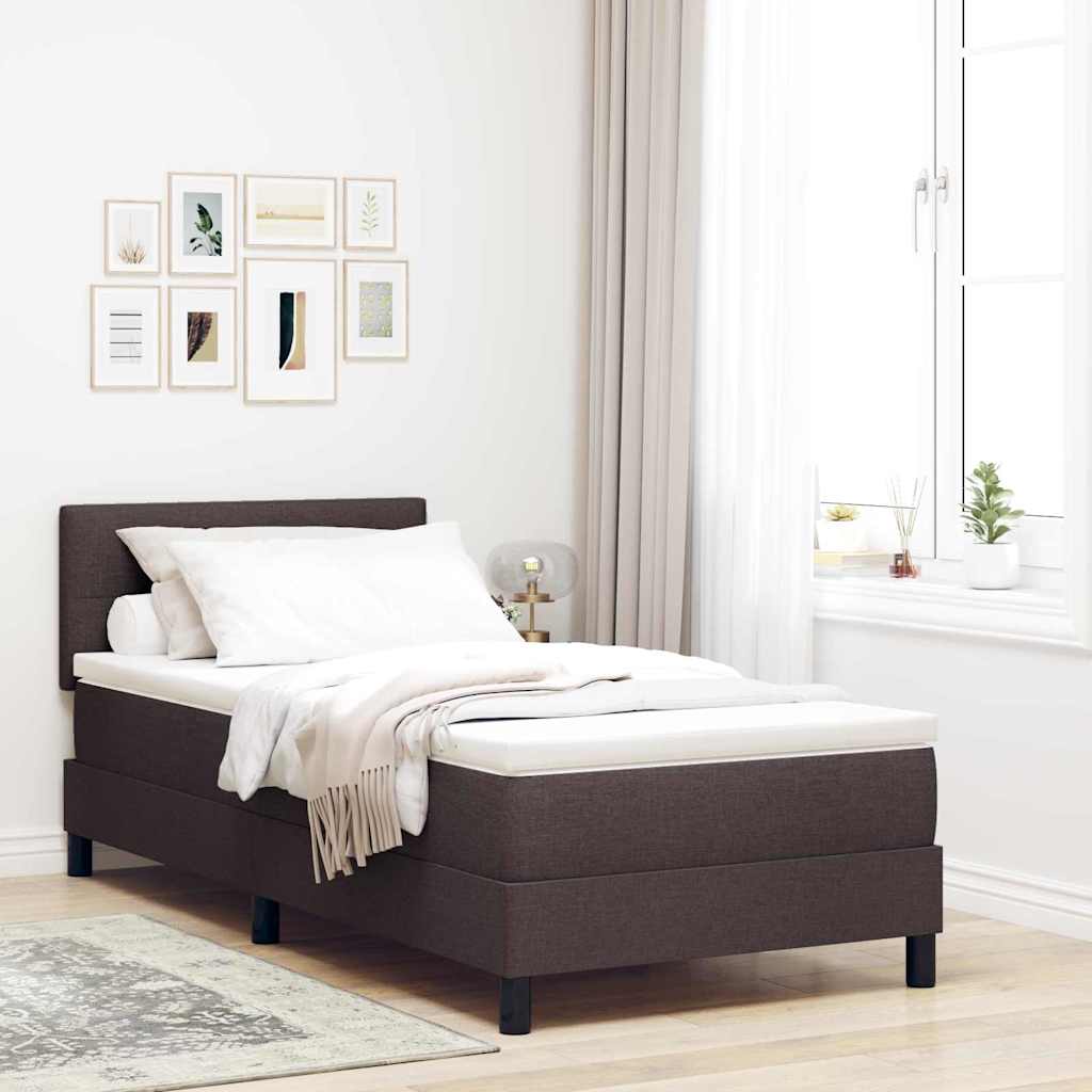 Letto a molle con materasso Marrone Scuro 90 x 200 cm Tessuto