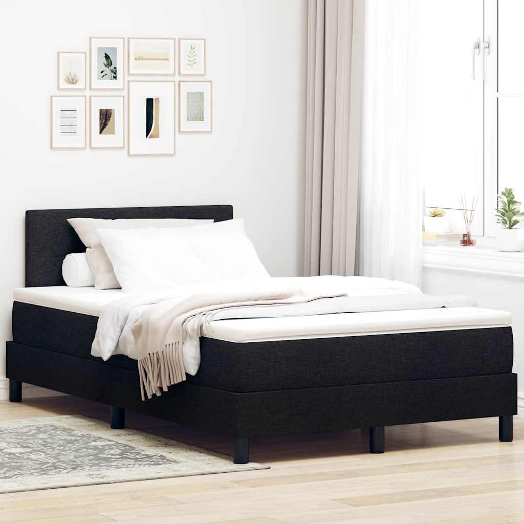 Letto a molle con materasso Nero 120 x 190 cm Tessuto