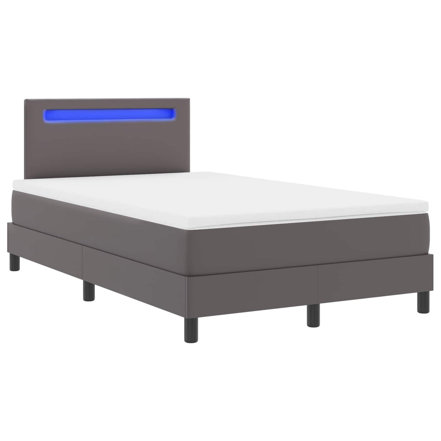Letto a molle con materasso Grigio 120 x 200 cm Pelle sintetica