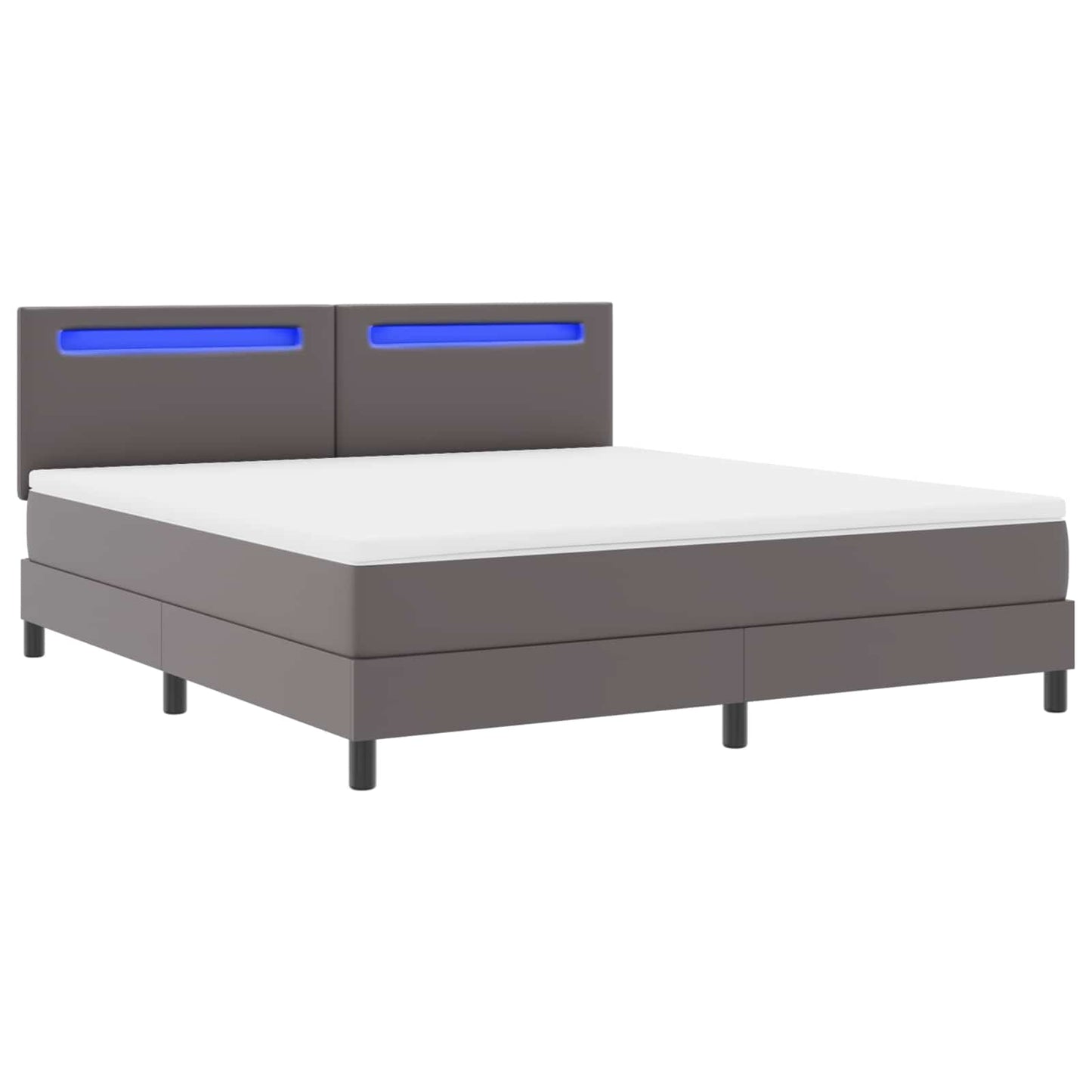 Letto a molle con materasso Grigio 180 x 200 cm Pelle sintetica