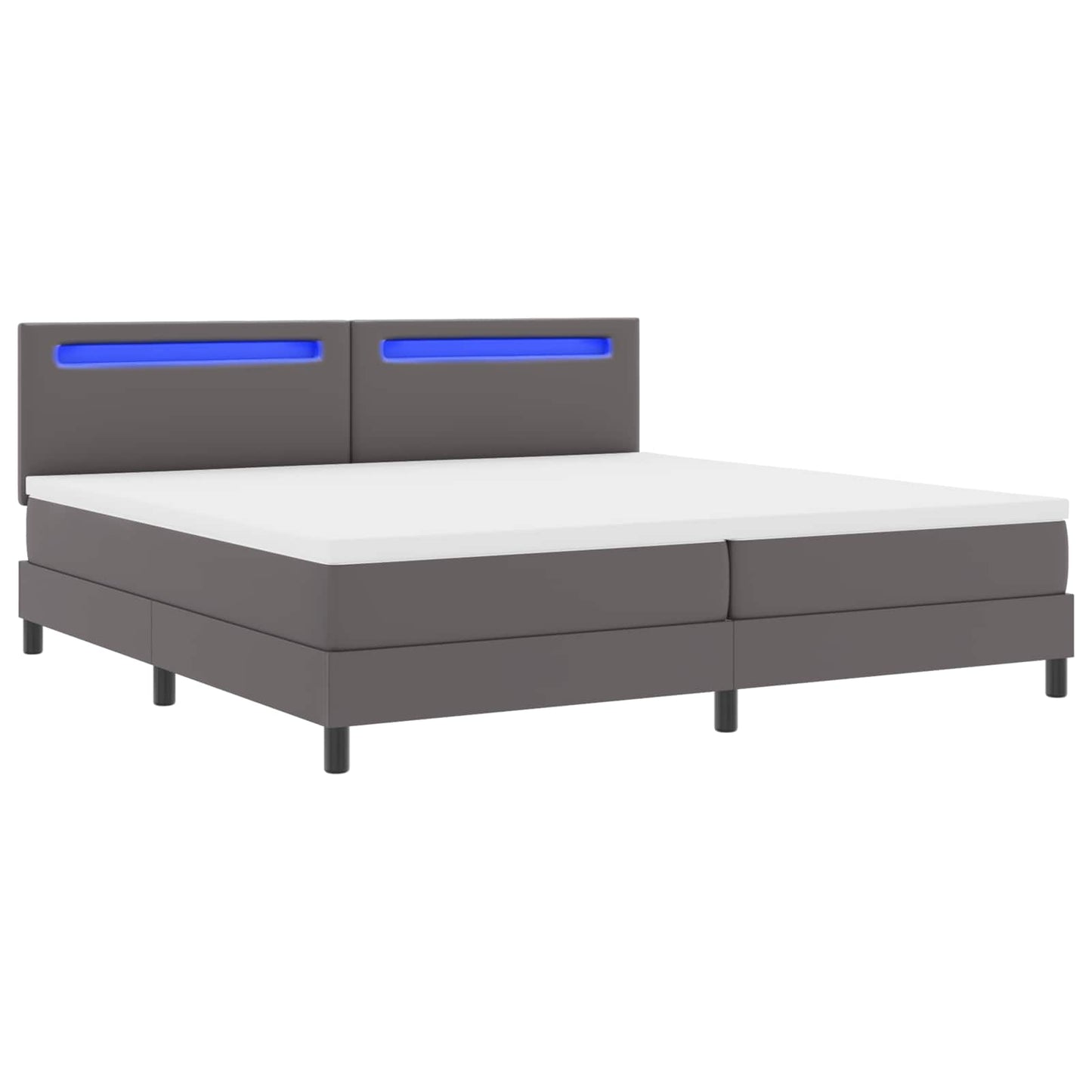 Letto a molle con materasso Grigio 200 x 200 cm Pelle sintetica