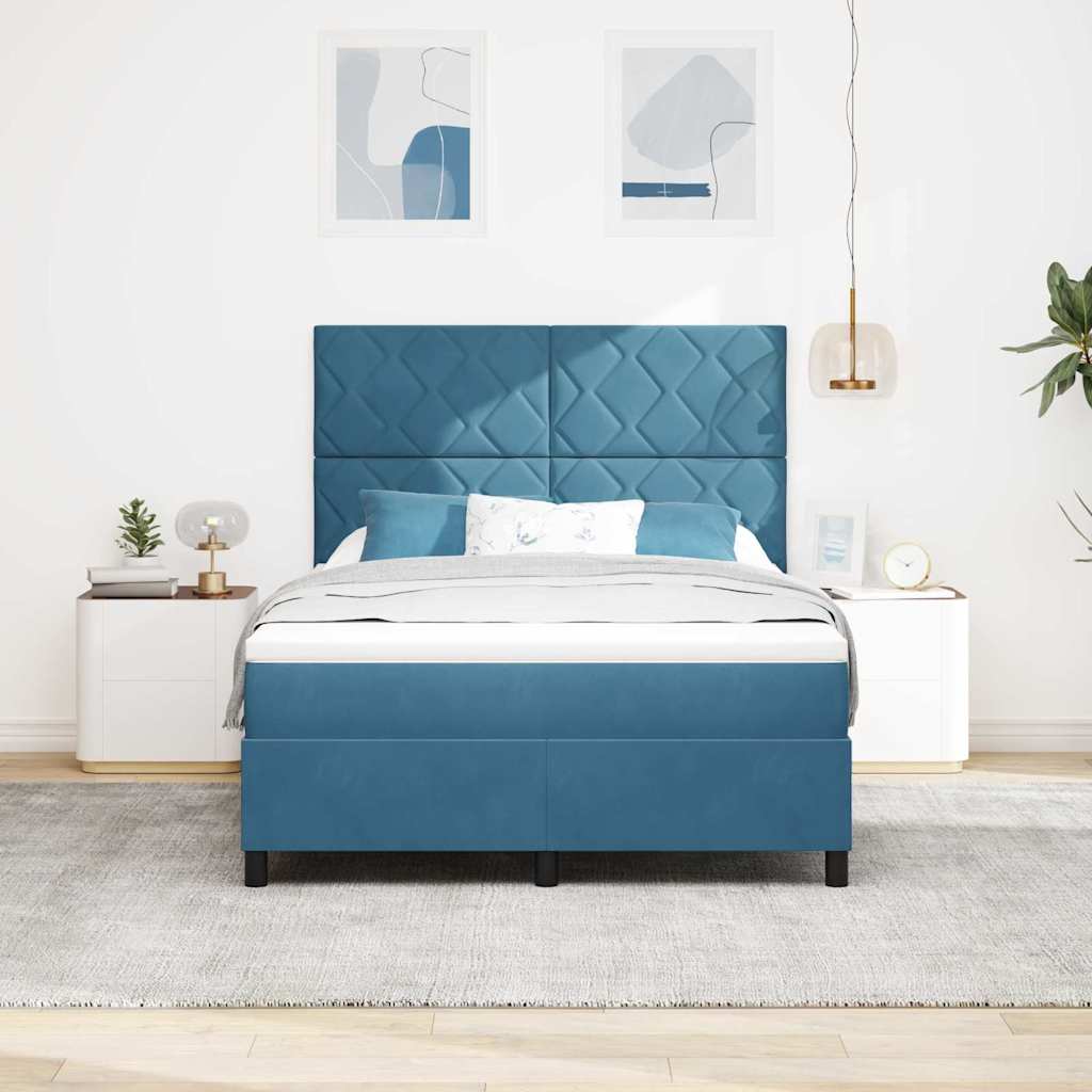 Letto a molle con materasso Blu Scuro 160 x 200 cm Tessuto