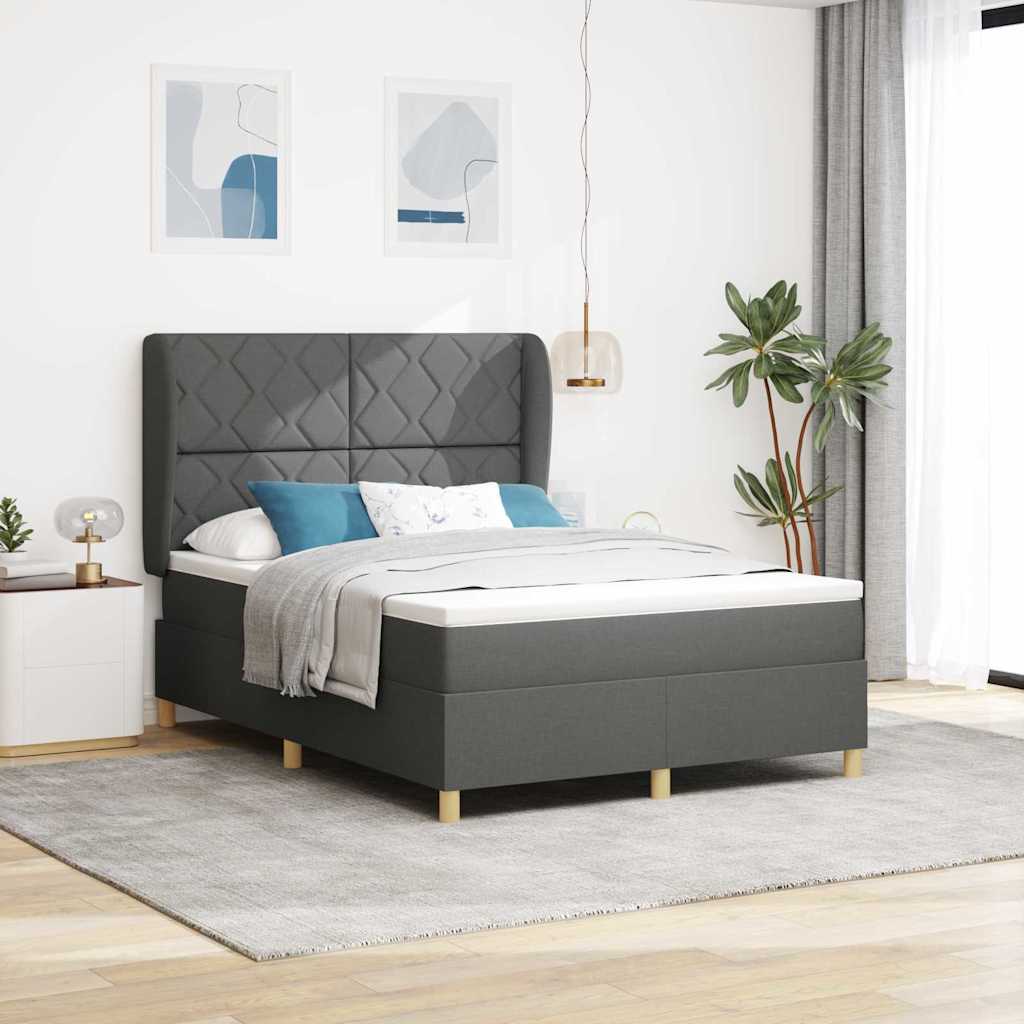 Letto a molle con materasso Grigio scuro 200 x 160 cm Tessuto