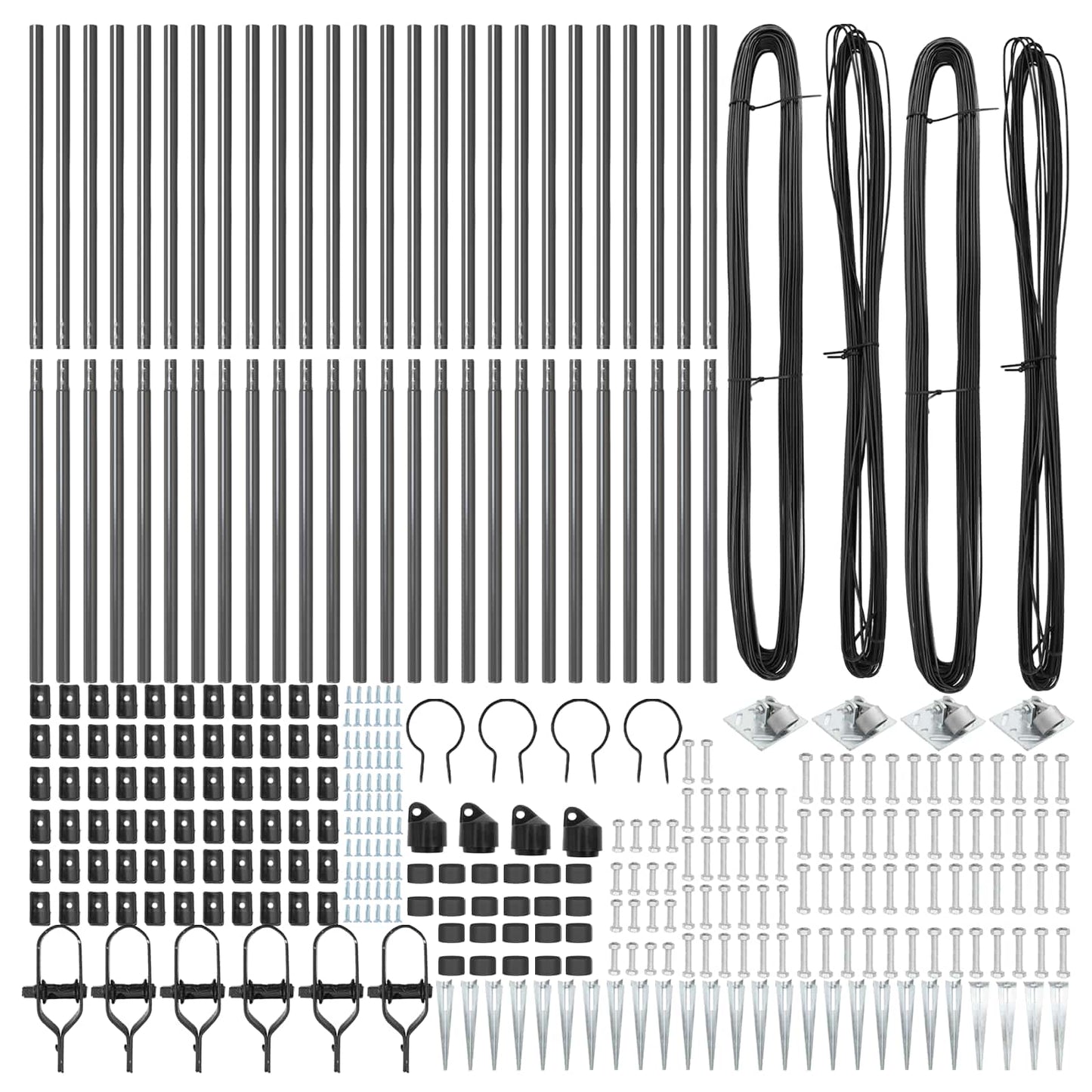 Palo della recinzione 26 pcs Grigio 3,2 x 3,2 x 185 cm