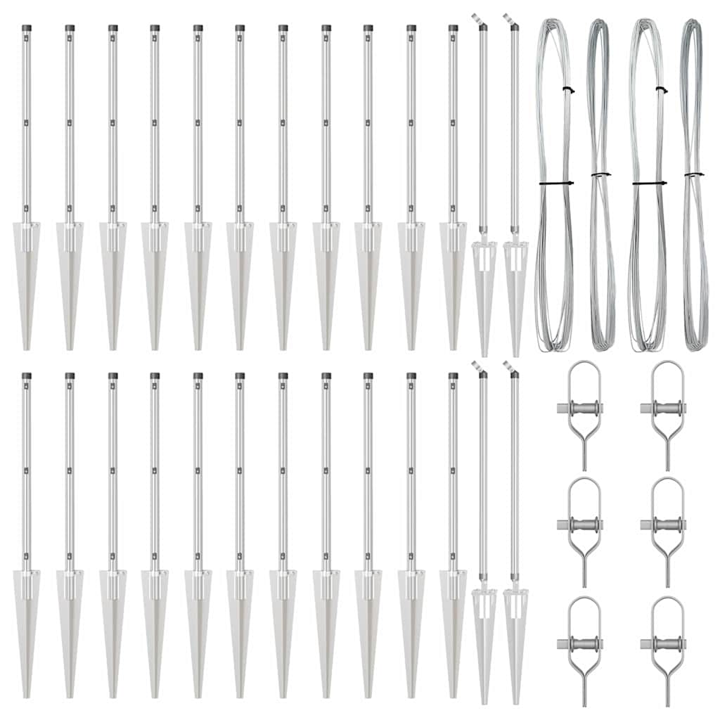 Palo della recinzione 26 pcs Grigio 3,2 x 3,2 x 105 cm