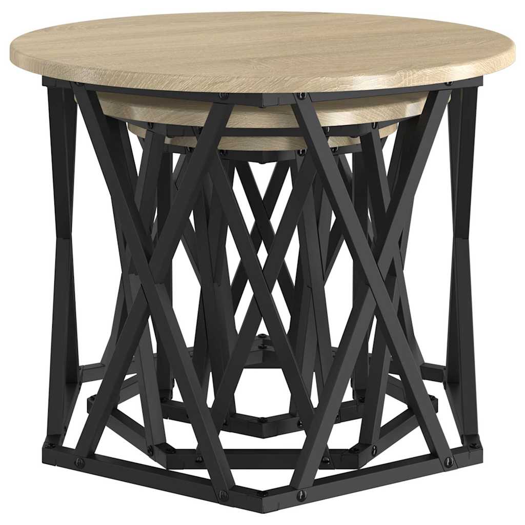 Tavolo Laterale Nesting 3 pcs Rovere Sonoma