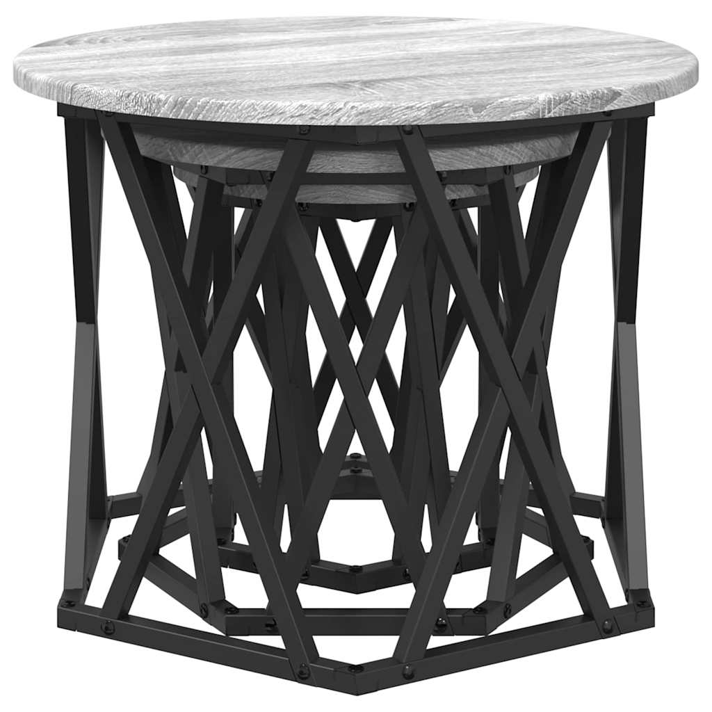 Tavolo Laterale Nesting 3 pcs Grigio Sonoma