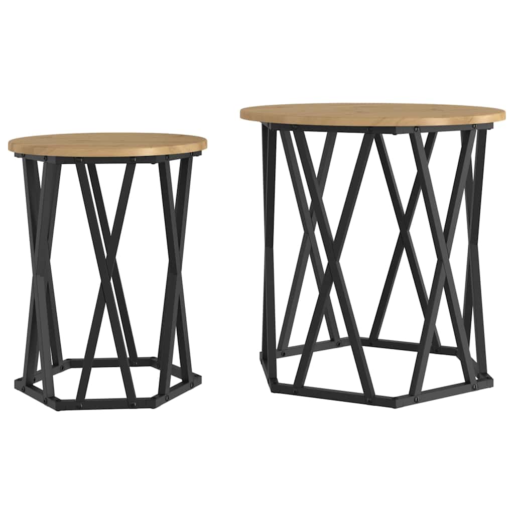 Tavolino da salotto 2 pcs Rovere artigianale