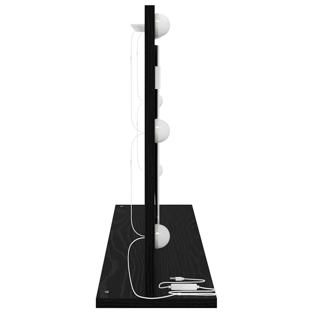 Specchio da Vanità Rettangolare Rovere Nero 80 x 45 x 18 cm