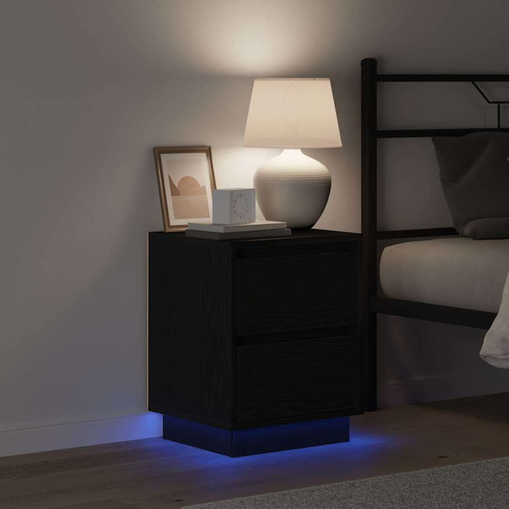 Armadio da Notte con cassetto Rovere Nero 39 x 34,5 x 50 cm