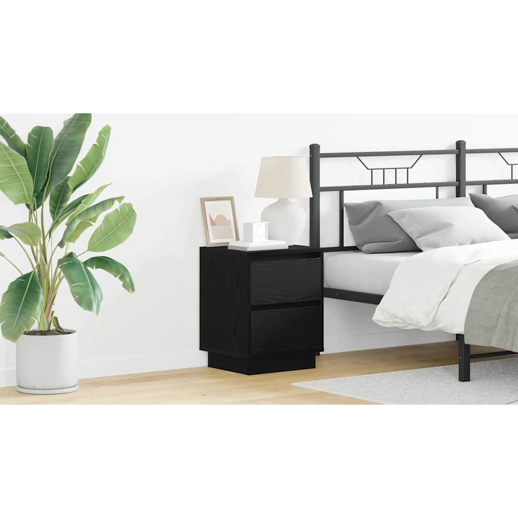 Armadio da Notte 2 pcs Rovere Nero 39 x 34,5 x 50 cm