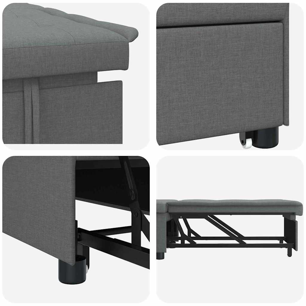 Divano Letto Estraibile Grigio scuro 194 x 50 x 82 cm Tessuto