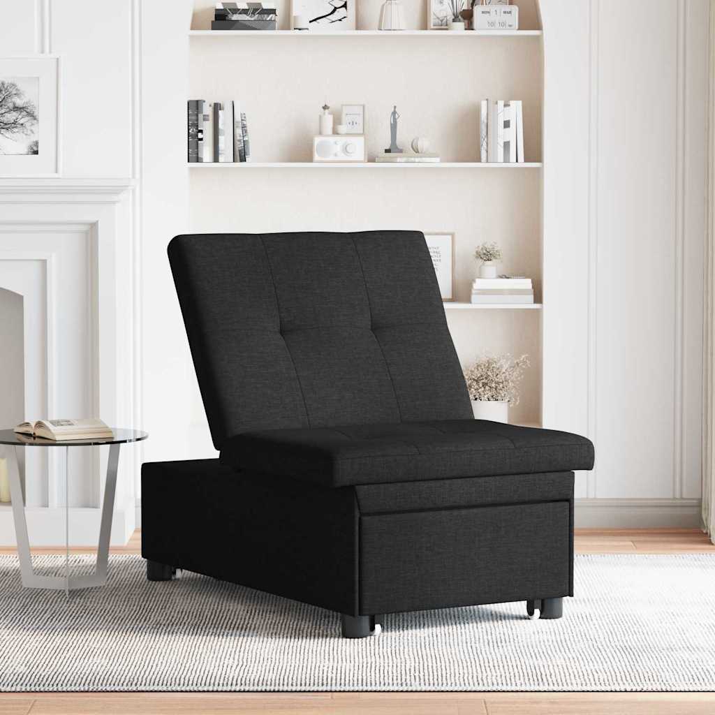 Divano Letto Estraibile Nero 194 x 50 x 82 cm Tessuto