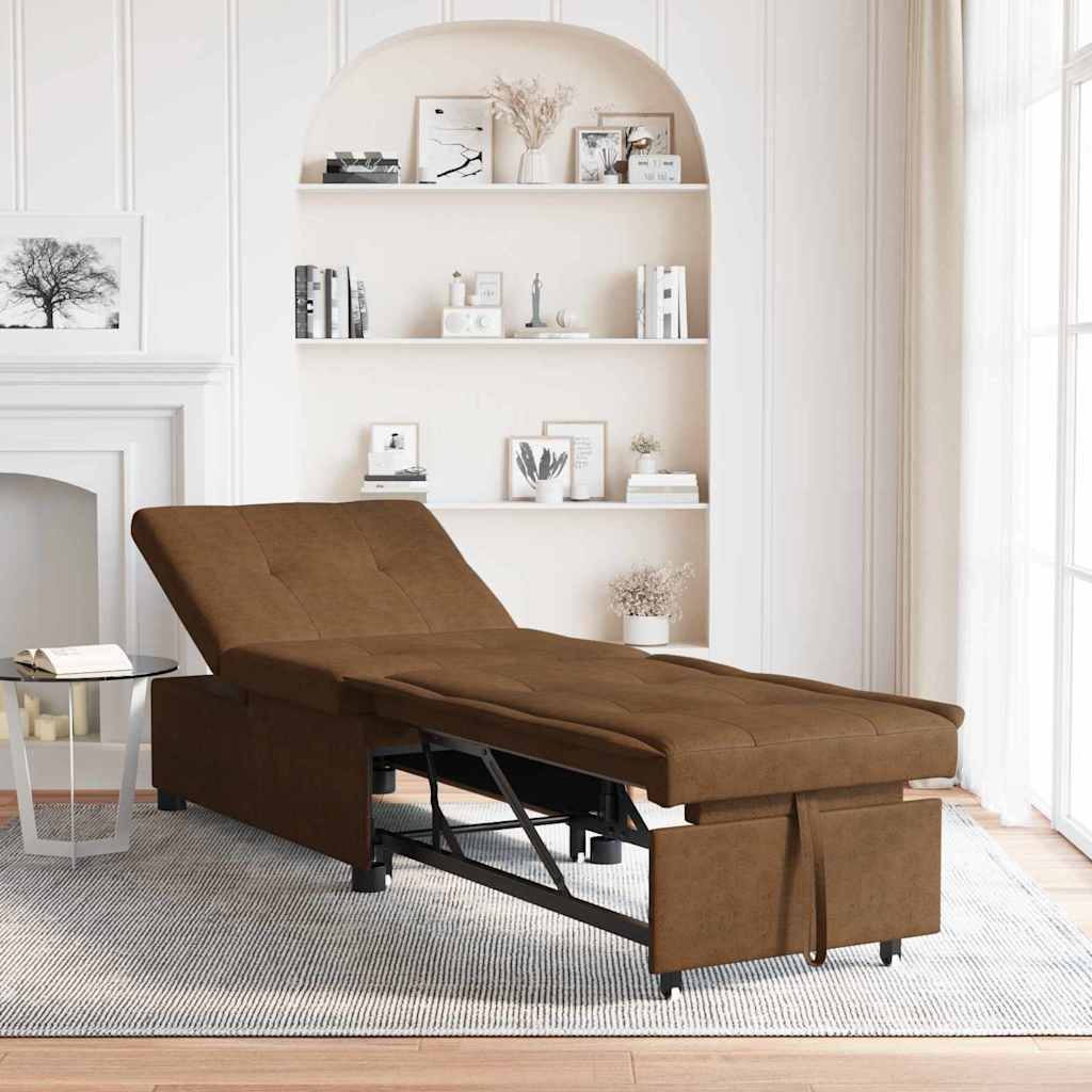 Divano letto Marrone 194 x 67 x 82 cm Tessuto Huahua