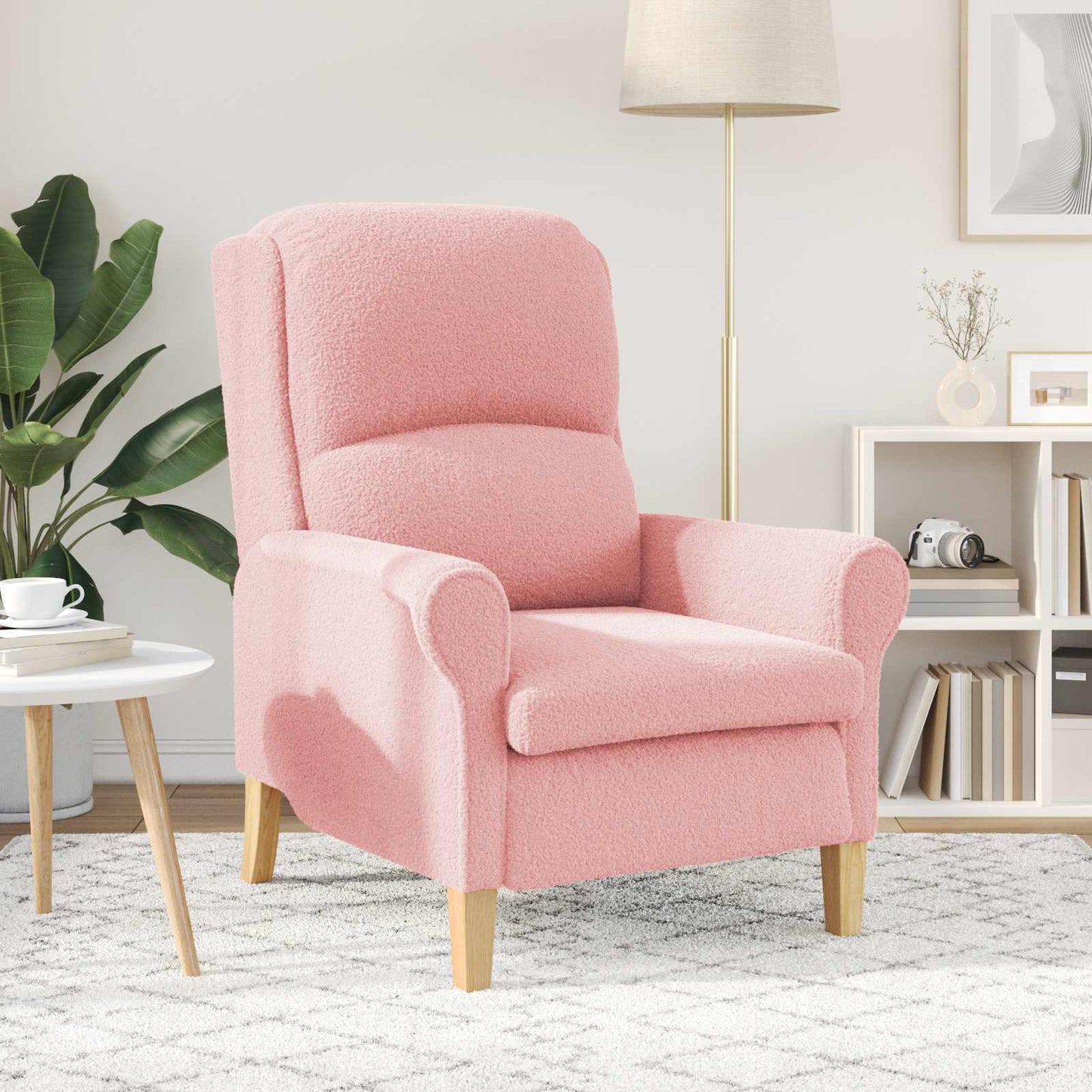poltrona Rosa 76 x 94 x 102 cm Tessuto Sherpa morbido