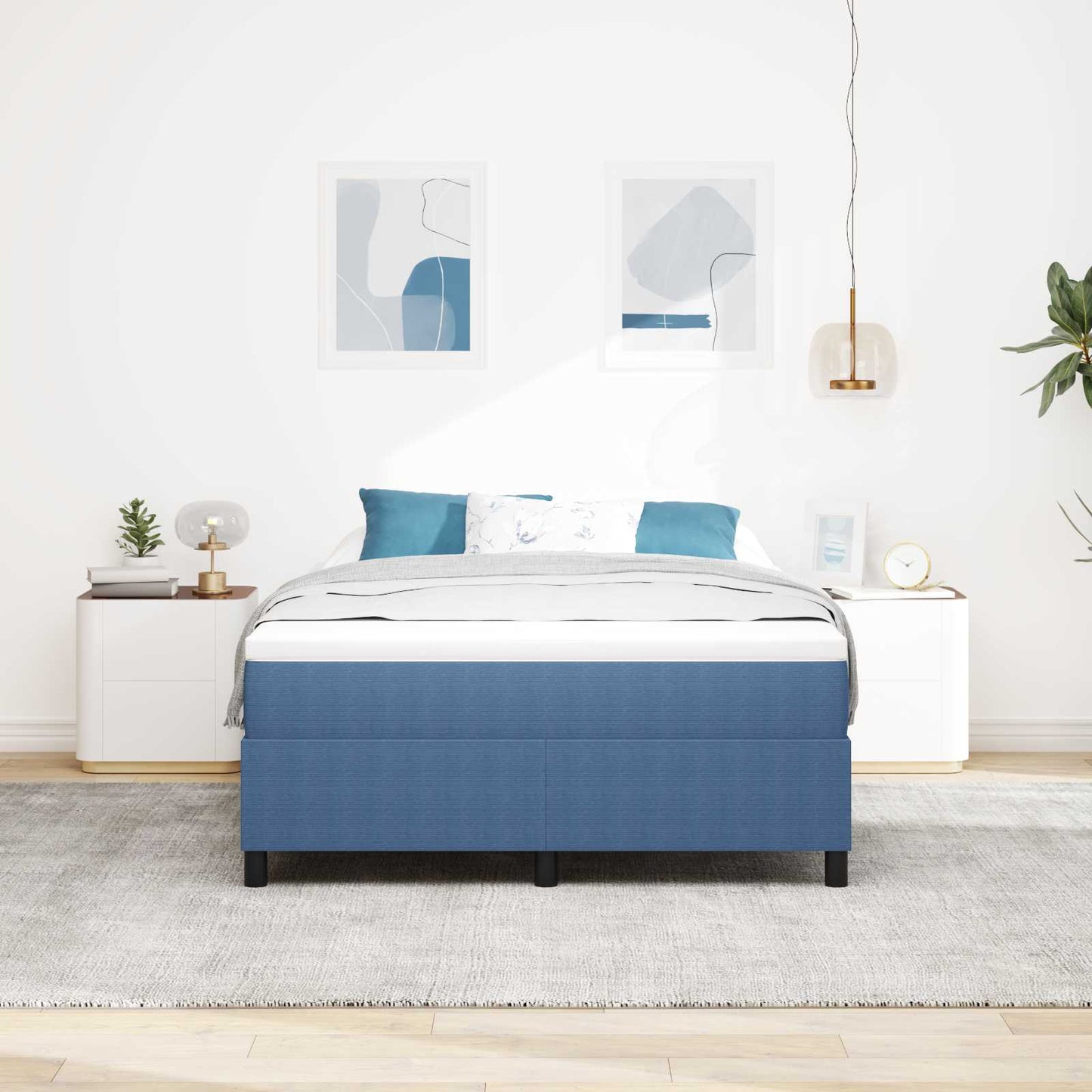 Struttura letto piattaforma Blu 140 x 190 cm Tessuto in Cords