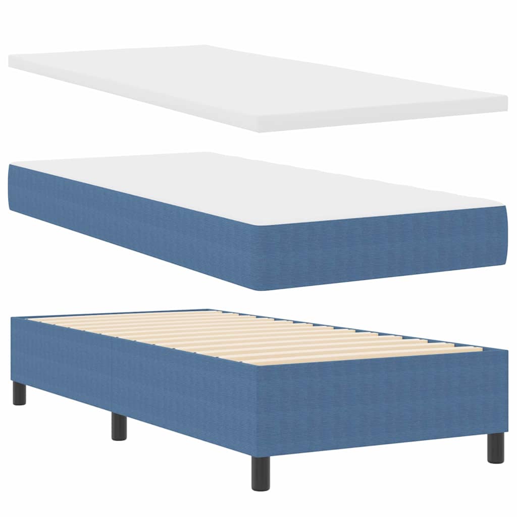 Letto a molle Blu e Bianco 80 x 200 cm Tessuto in Cords
