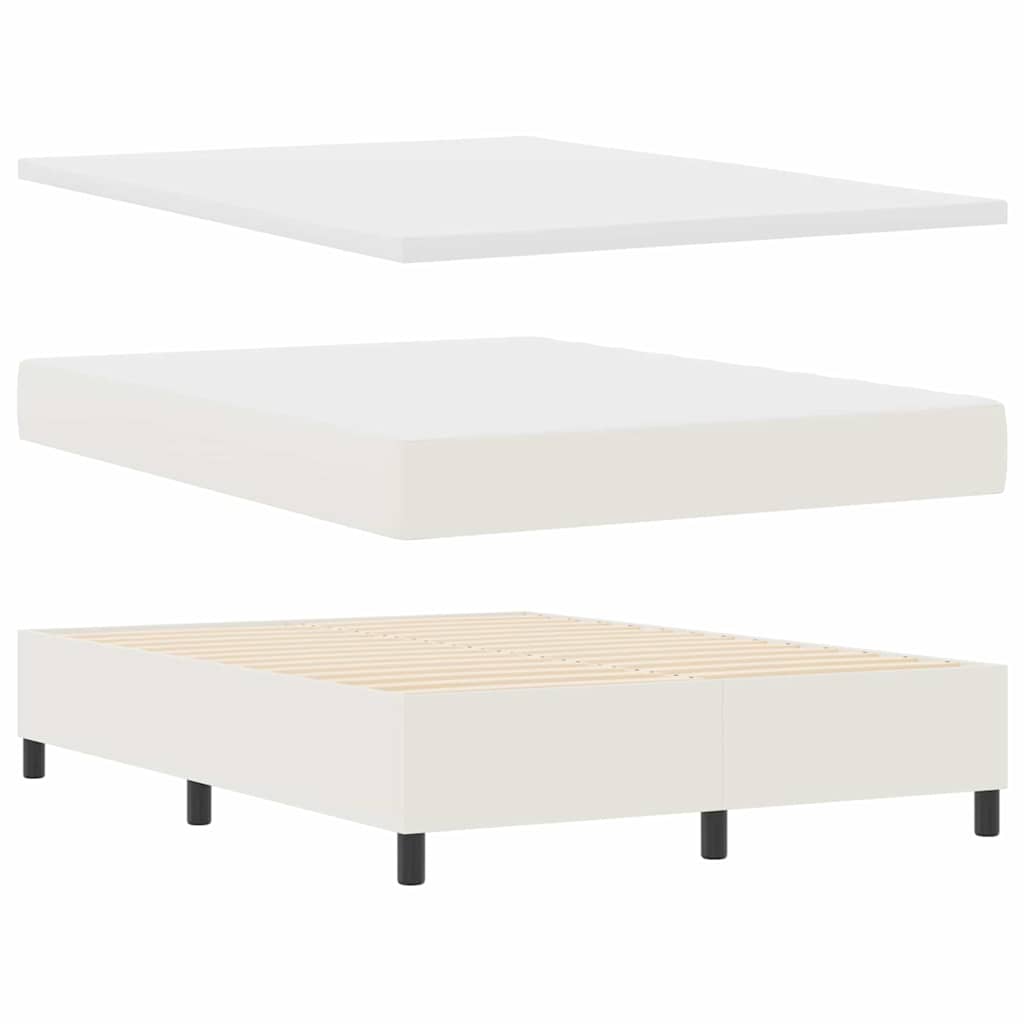 Letto a molle Crema e Bianco 140 x 200 cm Tessuto in Cords