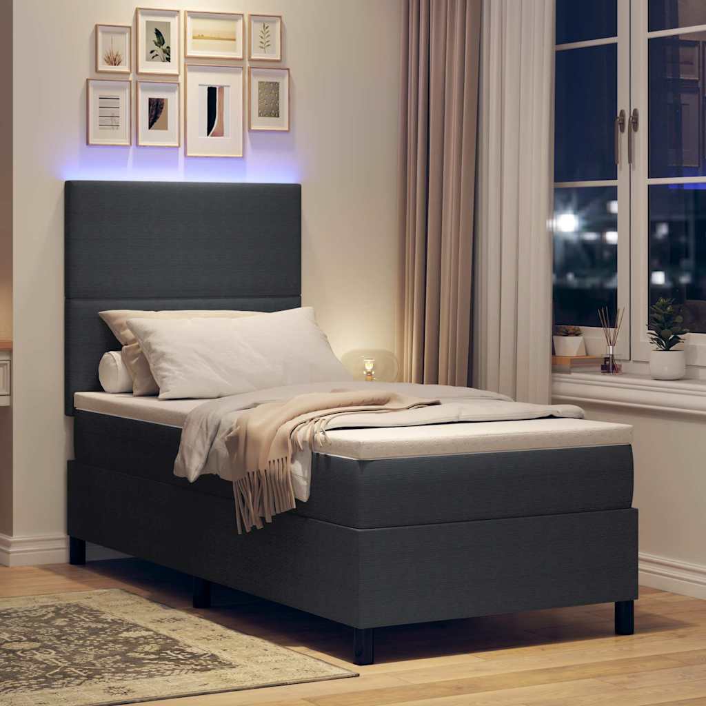 Letto a Sorgente LED Grigio Scuro e Bianco 80 x 200 cm