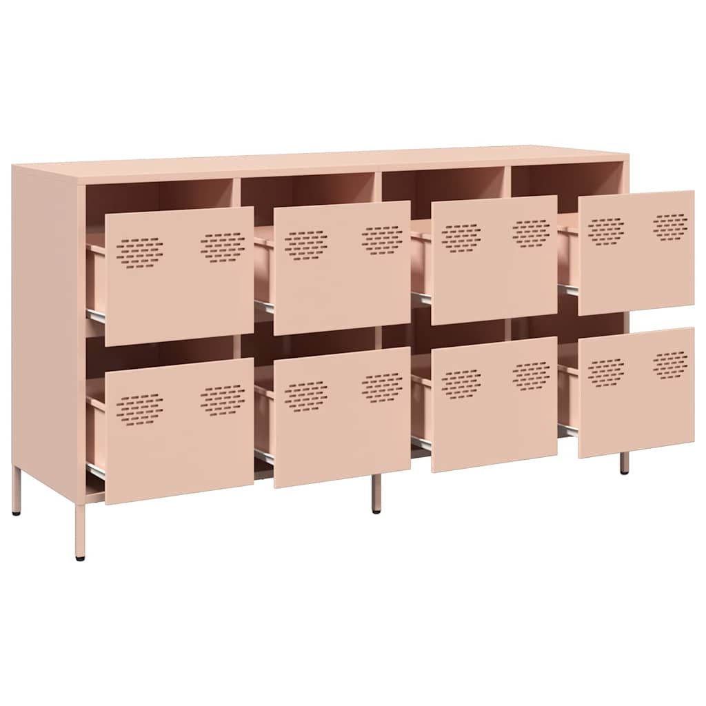 Credenza Rosa 135x39x73,5 cm in Acciaio Laminato a Freddo