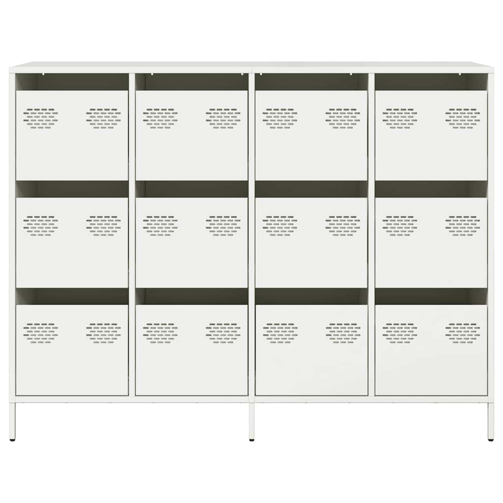 Credenza Bianca 135x39x103,5 cm in Acciaio Laminato a Freddo