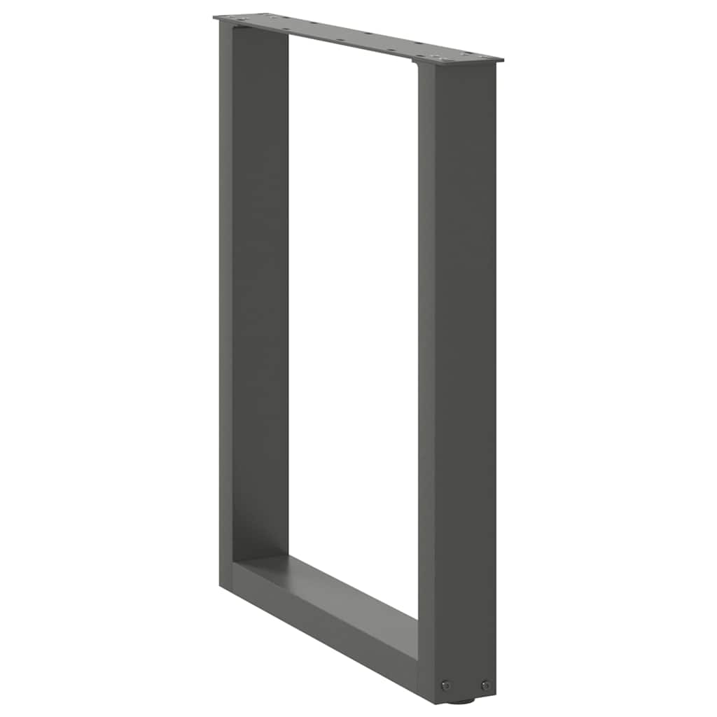 Gambe per tavolo da pranzo a forma di U 2 pz in acciaio naturale 70x(72-73) cm