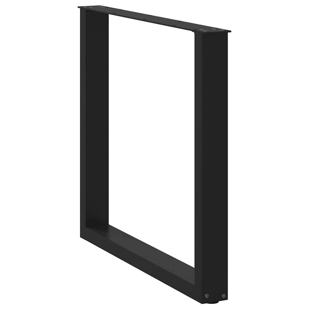 Gambe per tavolo da pranzo a forma di U 2 pz nere 80x(72-73) cm in acciaio