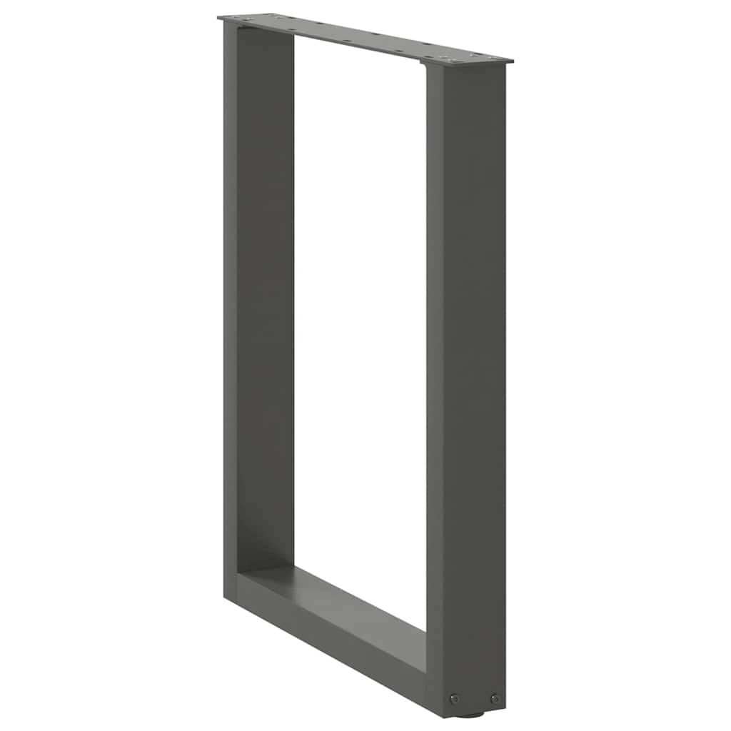 Gambe per tavolo da pranzo a forma di U 3 pz in acciaio naturale 70x(72-73) cm