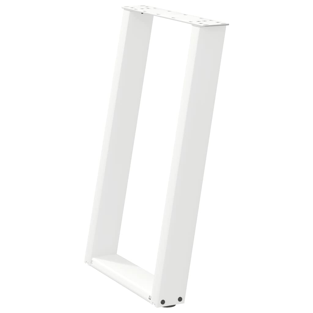 Gambe per tavolo da pranzo a forma di U 2 pz bianche 50x(72-73) cm in acciaio