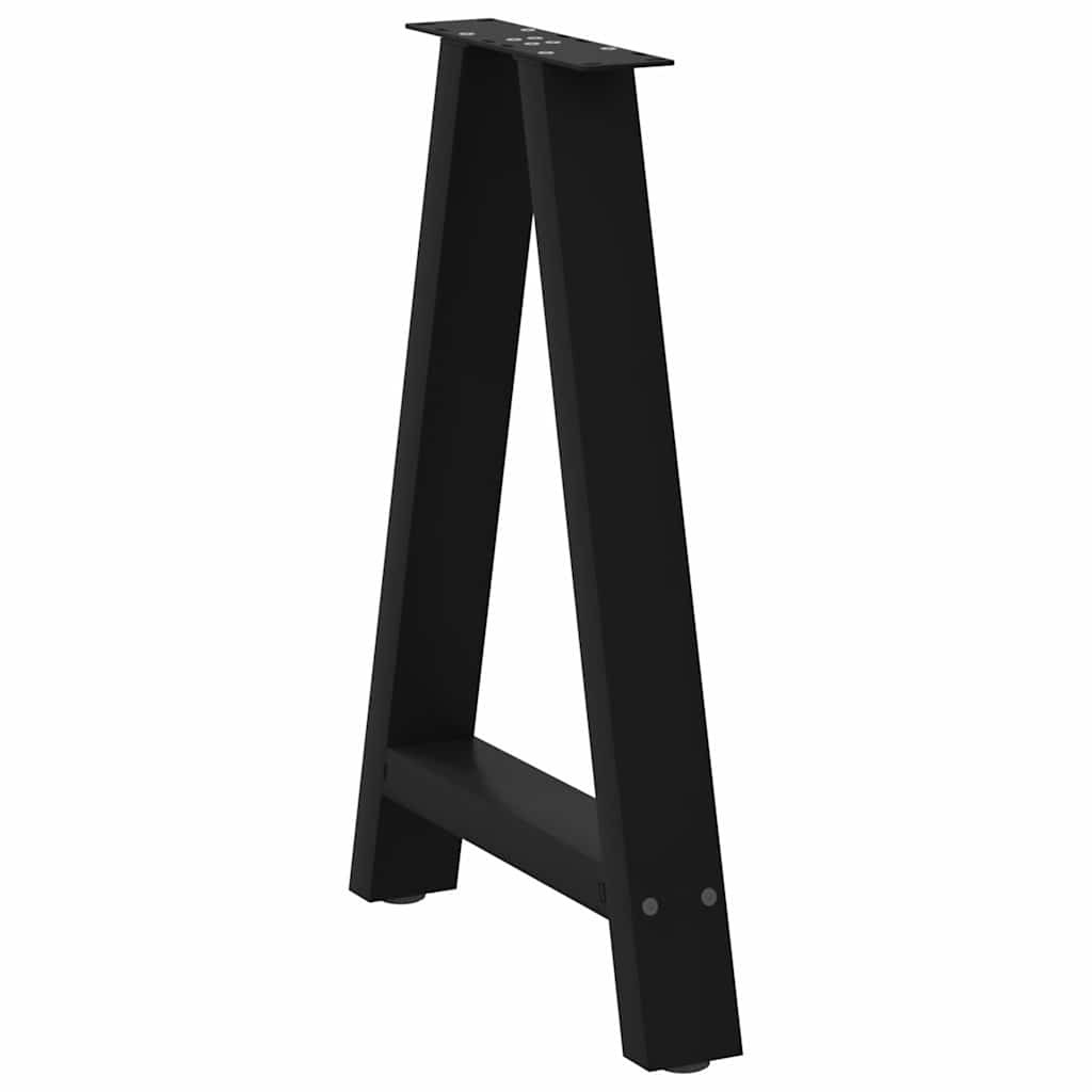 Gambe per tavolo da pranzo a forma di A 2 pz nere 60x(72-73) cm in acciaio