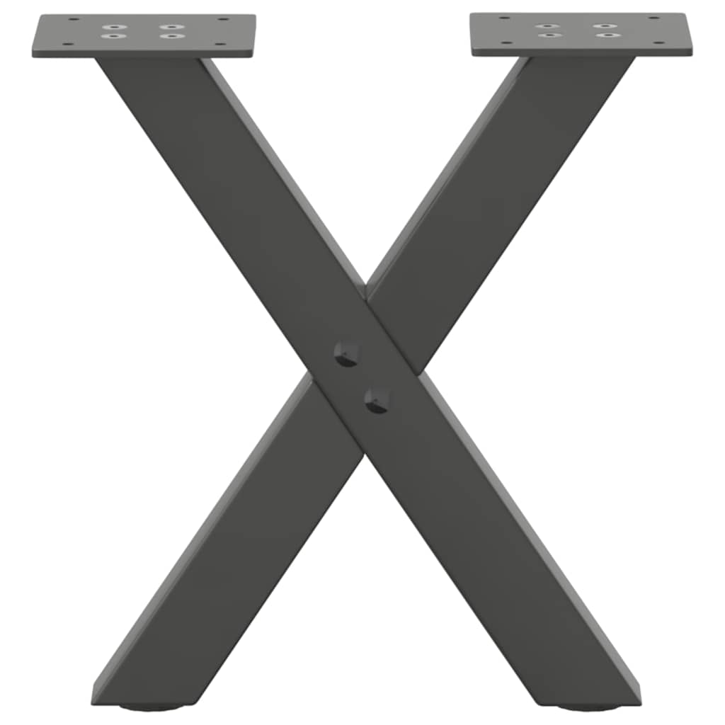 Gambe per Tavolino da Caffè a Forma di X 2 pz Antracite 37x(30-31) cm Acciaio