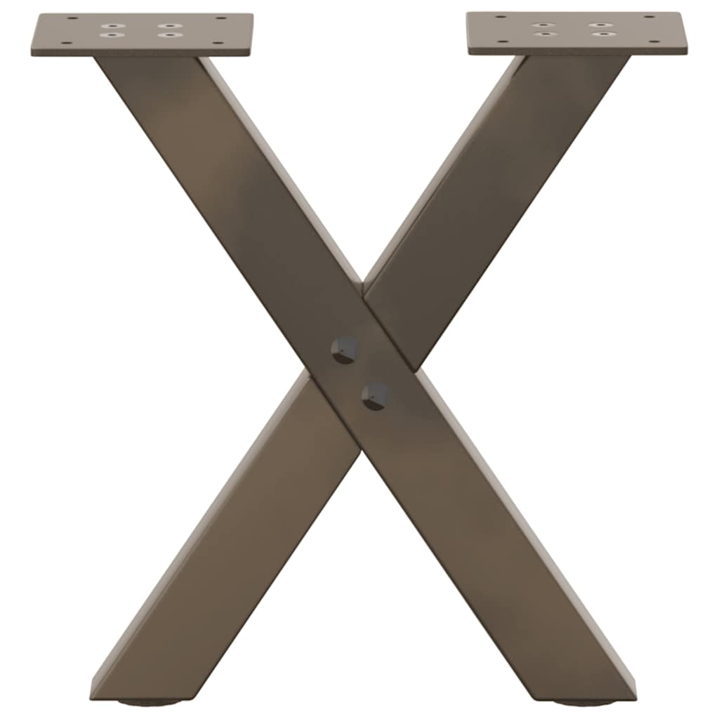 Gambe per Tavolino da Caffè a Forma di X 2 pz Acciaio Naturale 37x(30-31) cm Acciaio