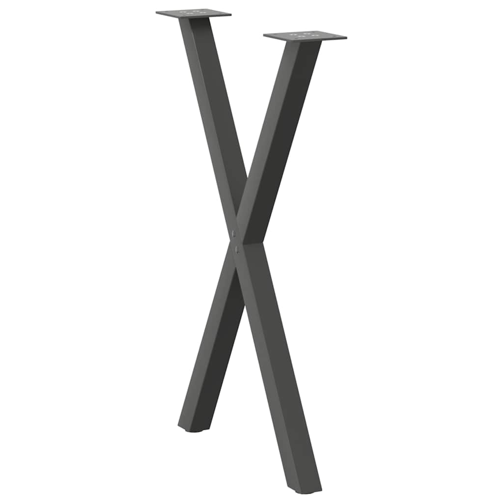 Gambe per tavolo da pranzo a forma di X 2 pz Antracite 57x(72-73) cm Acciaio