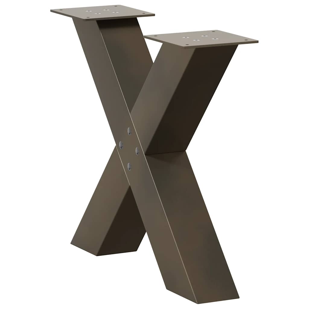 Gambe per Tavolino da Caffè a Forma di X 2 pz Acciaio Naturale 50x(42-43) cm Acciaio