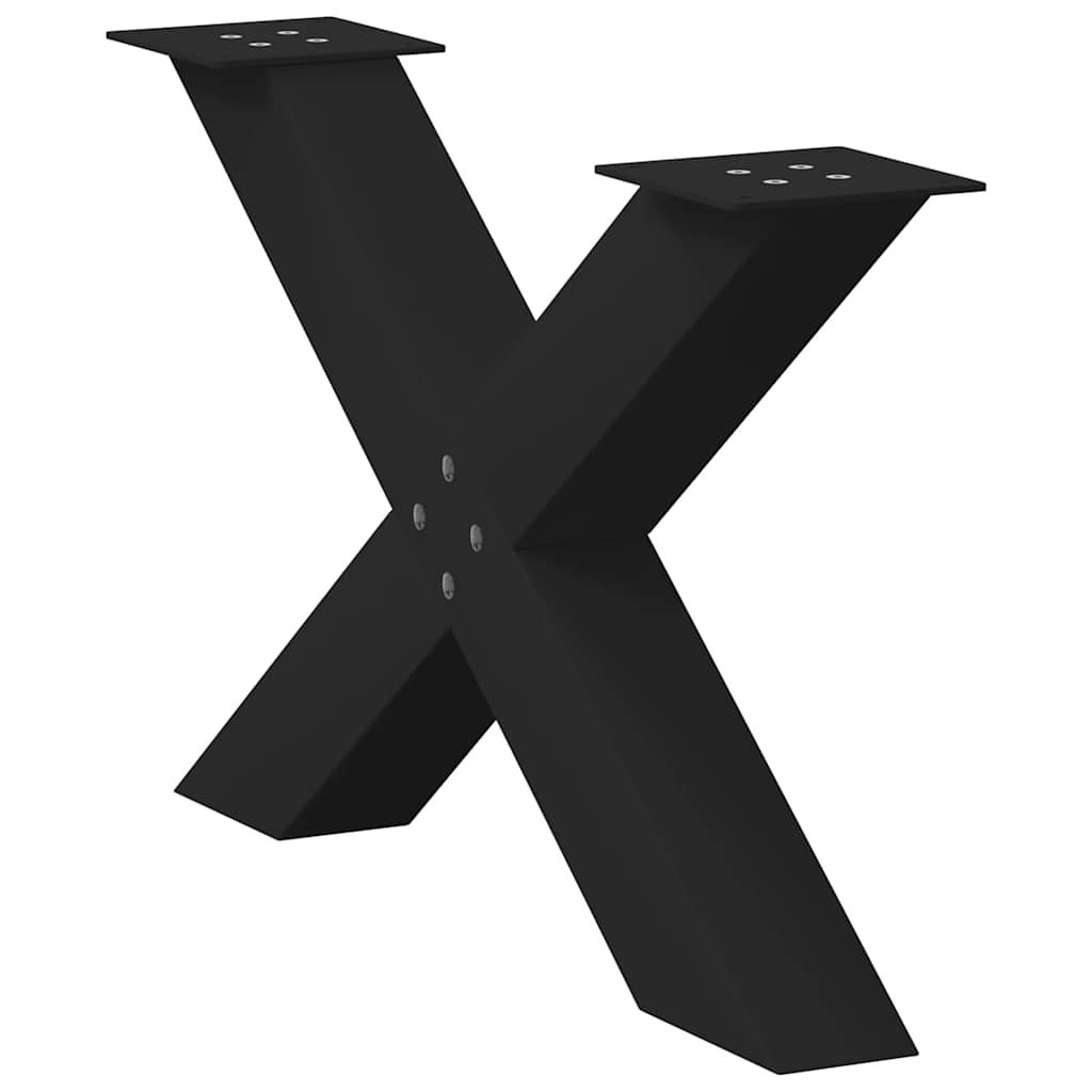 Gambe per Tavolino da Caffè a Forma di X 2 pz Nere 70x(42-43) cm Acciaio