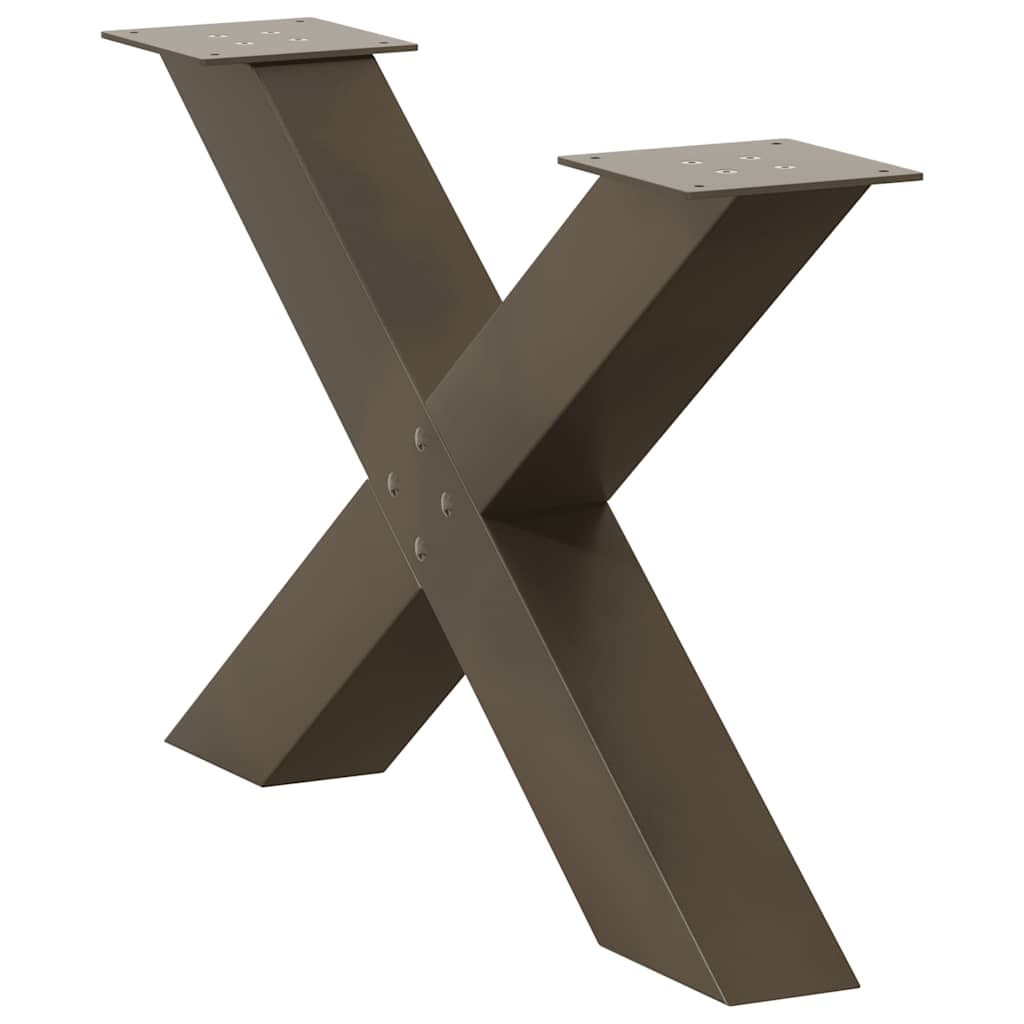 Gambe per Tavolino da Caffè a Forma di X 2 pz Acciaio Naturale 70x(42-43) cm Acciaio